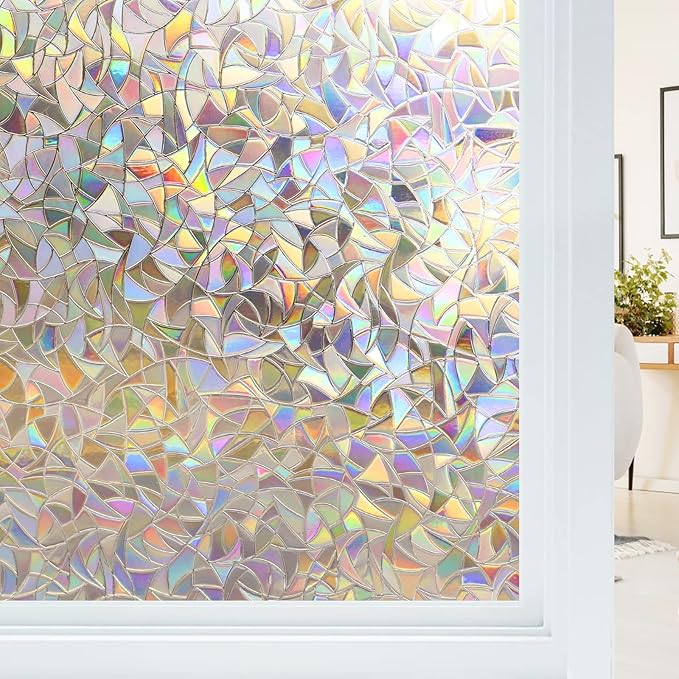 Haton Window Privacy Film, Stained Glass Rainbow Film Decorative Window Clings by HatonHomeDecor