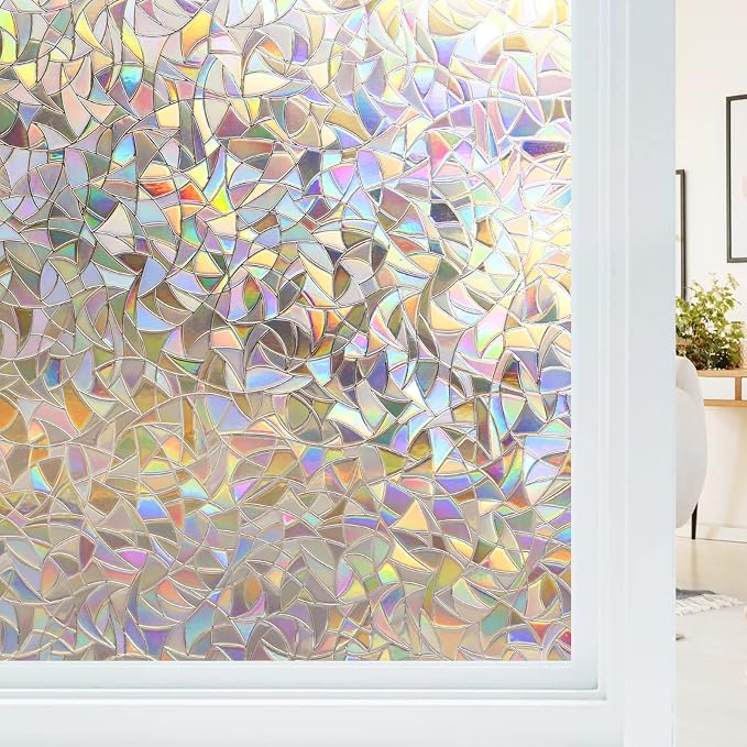 Haton Window Privacy Film, Stained Glass Rainbow Film Decorative Window Clings by HatonHomeDecor