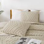Andency Light Khaki Comforter Set Queen Size, Boho Soft Warm Tufted Bedding - Image 3