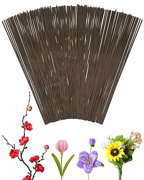 100 PCS FIVEIZERO 18 Gauge Brown Floral Wire Stems by FIVEIZERO