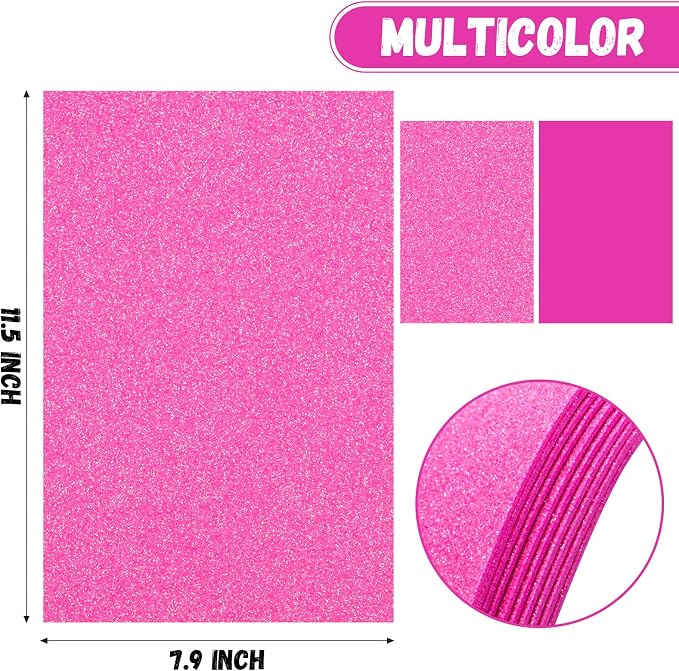 10 Pack Glitter Foam Sheets Craft 8 x 12 inch | Sparkles Foam Paper - Image 2
