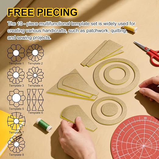 10Pcs Acrylic Quilting Template Ruler Set, Premium Sewing Machine Plate & - Image 4