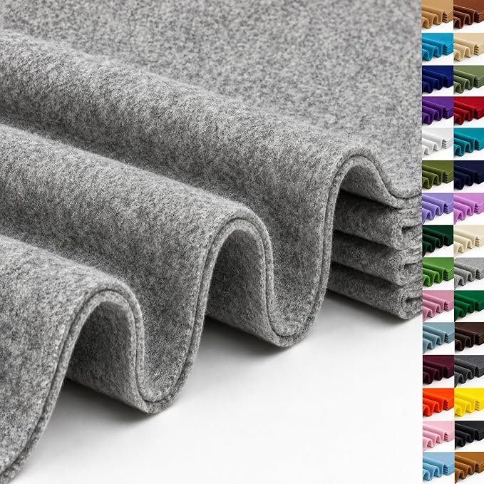 Gray Large Felt Fabric 36" x 36", 1.4 mm Soft Felt Sheet, Nonwoven Fabric by ZANEXIR