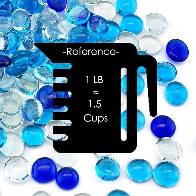 CYS EXCEL Blue Mix Glass Gemstone Beads Vase Fillers Flat Marble Beads Multiple - Image 2