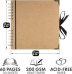 Bstorify Scrapbook Album 60 Pages Brown Thick 200gsm Kraft Paper, Photo Album - Image 2