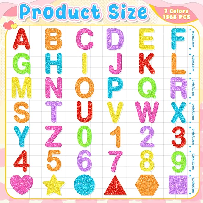1568 Pcs Foam Letter Stickers Glitter, Self-Adhesive Glitter Alphabet Stickers - Image 2