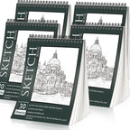 OSIMIG 5 Pack Sketch Book 8.5" x 11" Set, Top Spiral Bound Sketch Pad 150 Sheet by OSIMIG