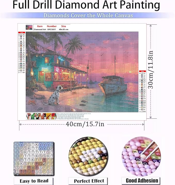 Diamond Art Kits for Adults Beginner, Beach DIY Landscape Painting Diamond - Image 3