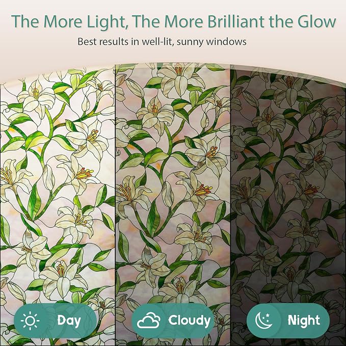 Oxdigi 3D Stained Glass Window Film Decorative, Static Cling Privacy Protection - Image 6