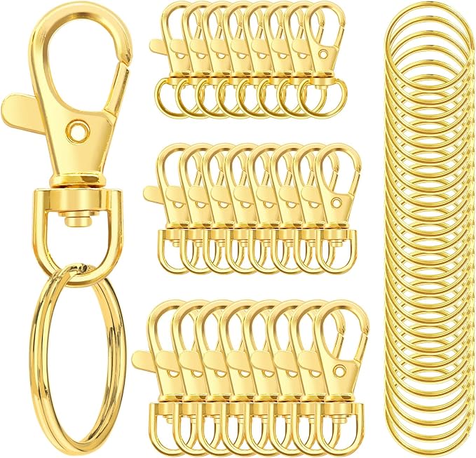 100PCS Swivel Snap Hooks with Key Rings, Premium Metal Swivel Lobster Claw by Sucrown