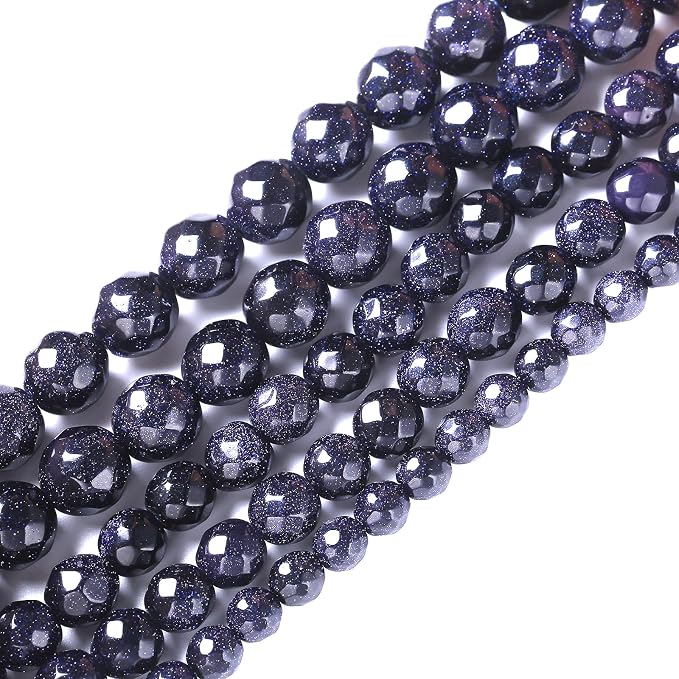 4mm 90pcs Natural Blue Sandstone Faceted Stone Beads - Image 2