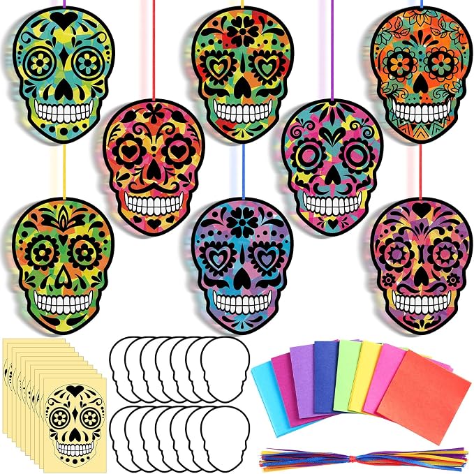 Eersida 32 Pcs Day of the Dead Craft Sugar Skull Kit, Dia de los Muertos by Eersida