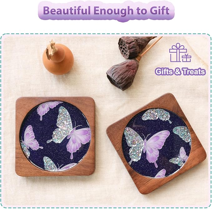 Wooden Coasters Craft Kits – Filigree Enamels Painting DIY Coasters Art - Image 7