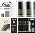 21pc Drawing Sketching Pencil Set Graphite 14B-5H & Charcoal Pencils | by GETFOO