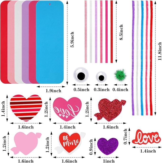 JULBEAR 36 Packs Valentine Foam DIY Bookmarks Craft Kit - Image 2