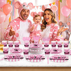 168Pcs Pink Mouse 3rd Birthday Decorations, Serves 24 | Wild Three Birthday - Image 6