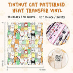 Tintnut Cute Cat & Paw Heat Transfer Vinyl, easy cut & weed, stretch washable - Image 2