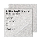 2 PCS 8 x 8 inch Glitter Colored Plexiglass Acrylic Sheets by gdhwcxl