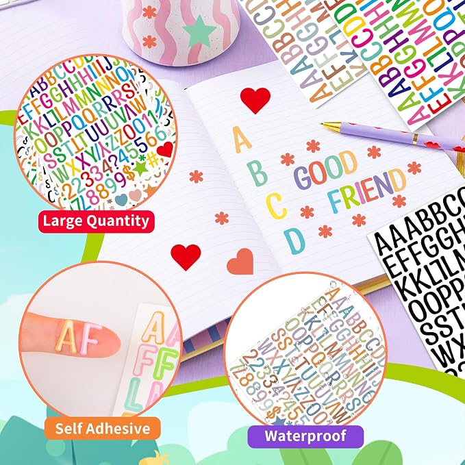 Letter Stickers 1 inch, Self-Adhesive Vinyl Waterproof ABC Letter Stickers - Image 3