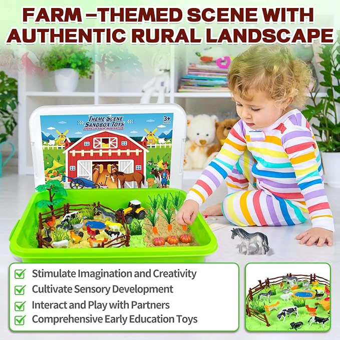 Bloolilies Farm Sensory Bin, Play Sand Art Kit Magic Sand Toys - Image 2