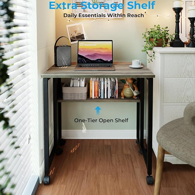 GreenForest Folding Desk with Wheels, 31.5" Rolling Table - Image 5