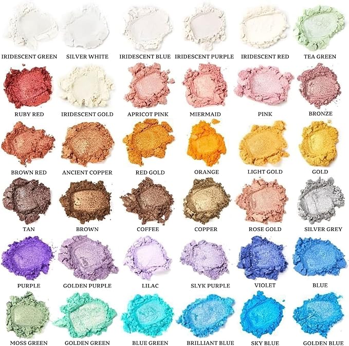 Smalltongue Mica Powder for Epoxy Resin, 36 Colors, 0.35 oz Bottles Mica Glitter - Image 2