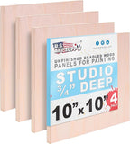 U.S. Art Supply 10" x 10" Unfinished Cradled Wood Panels by USArtSupply