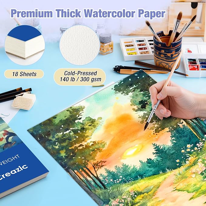 Creazic Watercolor Paper Pad 9"x12" 140lb/300gsm | Acid-Free Cold-Pressed - Image 2