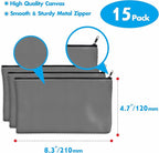 15 Pack Blank Cotton Canvas DIY Craft Zipper Bags Pouches Pencil Case - Image 3