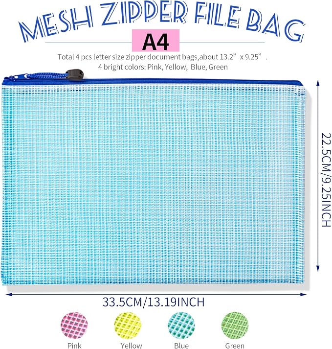 LEOBRO Mesh Zipper Pouch Bags, 13.2"x 9.2" Zipper Pouch, Storage Bags Pouch - Image 2