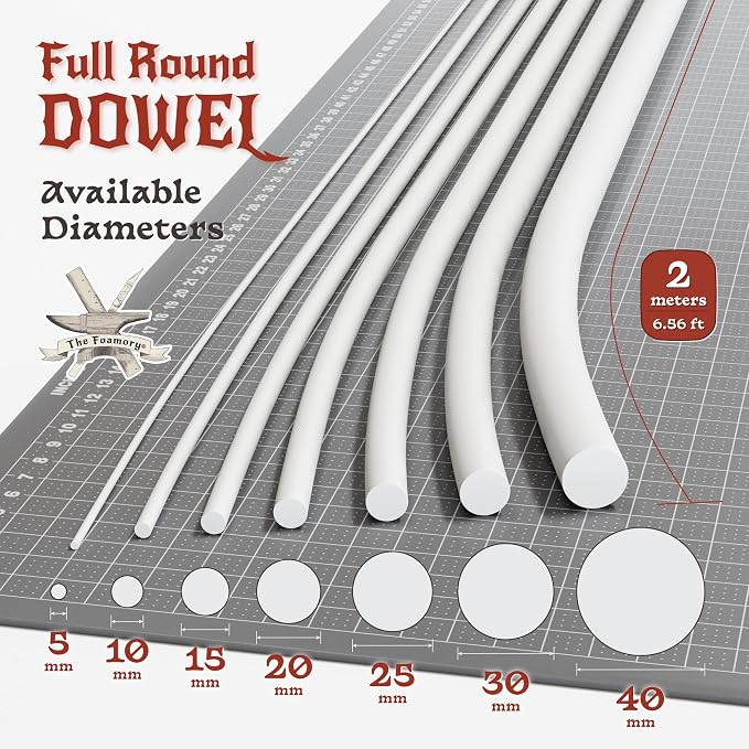 The Foamory's No Waste Full Round EVA Foam Dowel. 40mm x 2M Length. High-Density - Image 3