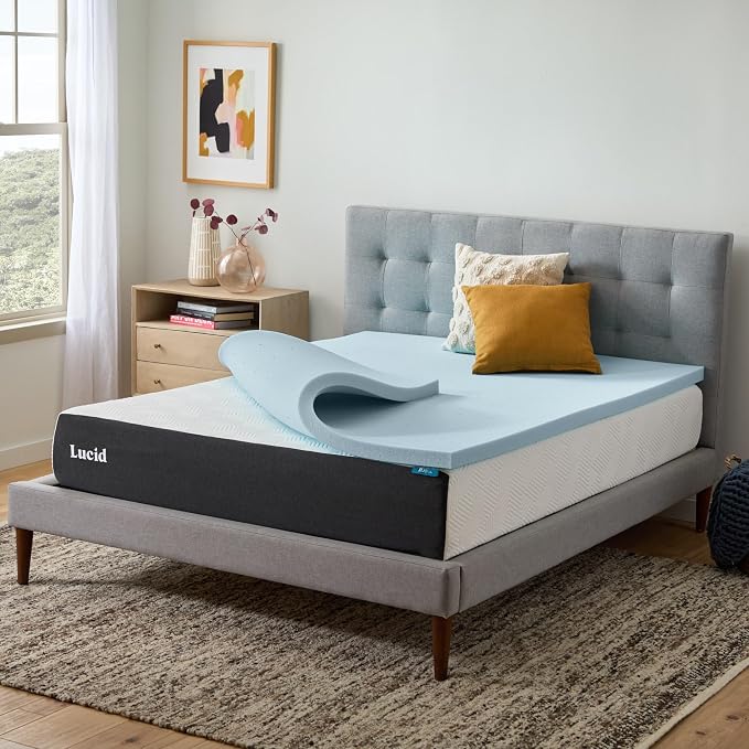 Lucid 2 Inch Memory Foam Mattress Topper, Twin Size – Cooling Gel Bed Topper – - Image 8