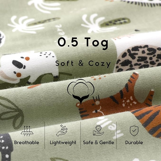 Yoofoss Baby Sleep Sack 18-24 Months 0.5 Tog Wearable Blanket for Baby, 3 Pack 100% Organic Cotton Infant Toddler Sleeping Sack 2-Way Zipper Lightweight Sleep Sack