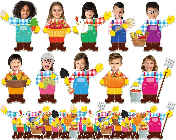 160Pcs Farm Animal Farmer Cutouts Back to School Bulletin Board Decoration Set by gisgfim