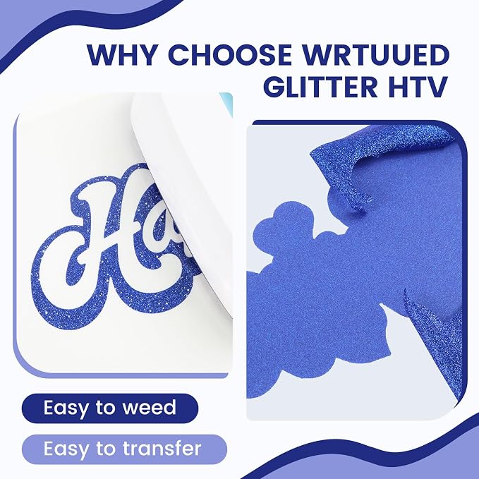 Blue Glitter HTV Heat Transfer Vinyl - Image 3