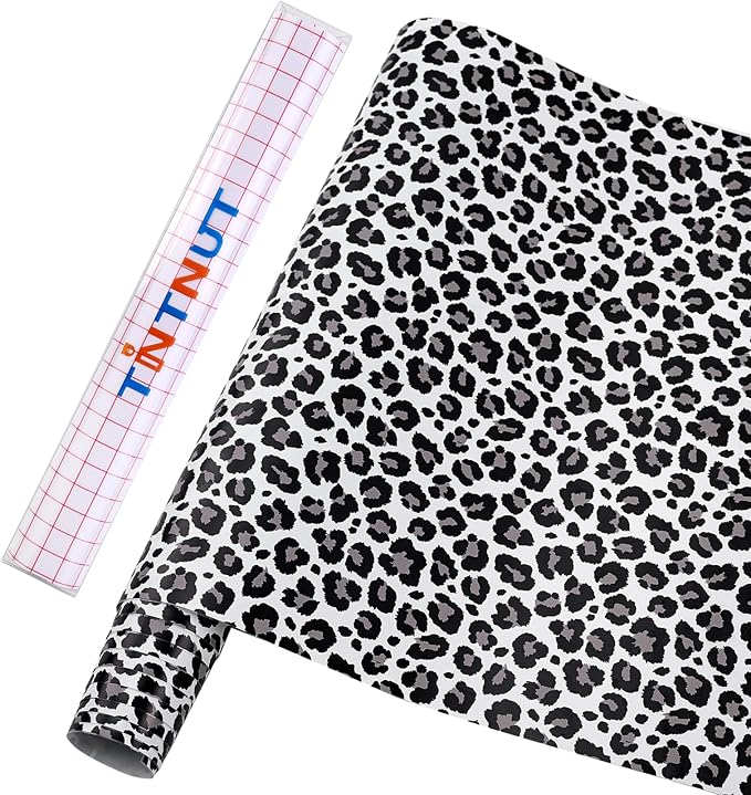 Tintnut Leopard Permanent Vinyl Roll 12in x 5ft Cheetah Adhesive Vinyl | Black by Tintnut