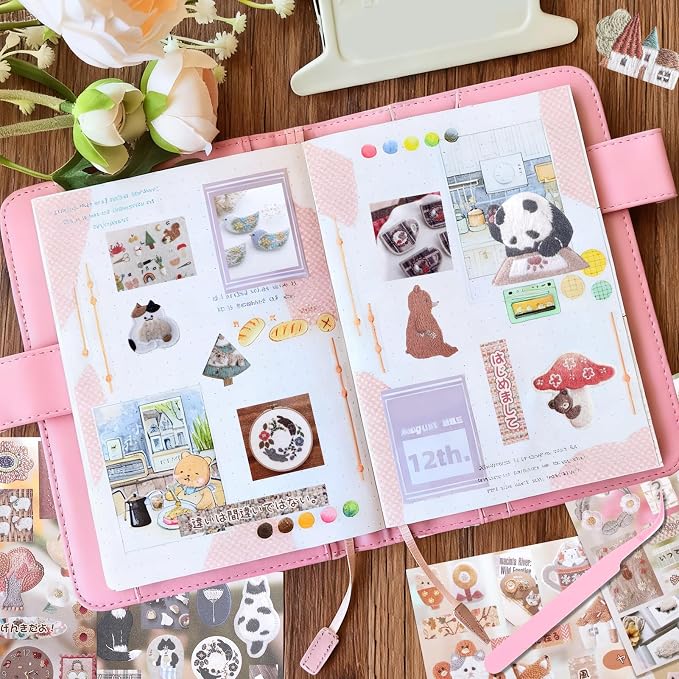 Tmtains 30 Sheets Japanese Manga Style Sticker Book 800+Pcs Heisei Retro Animal - Image 6