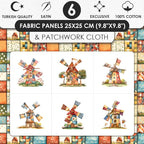 Patchwork Fabric Panel with Windmill Designs – 100% Cotton Satin, 6 Printed - Image 3
