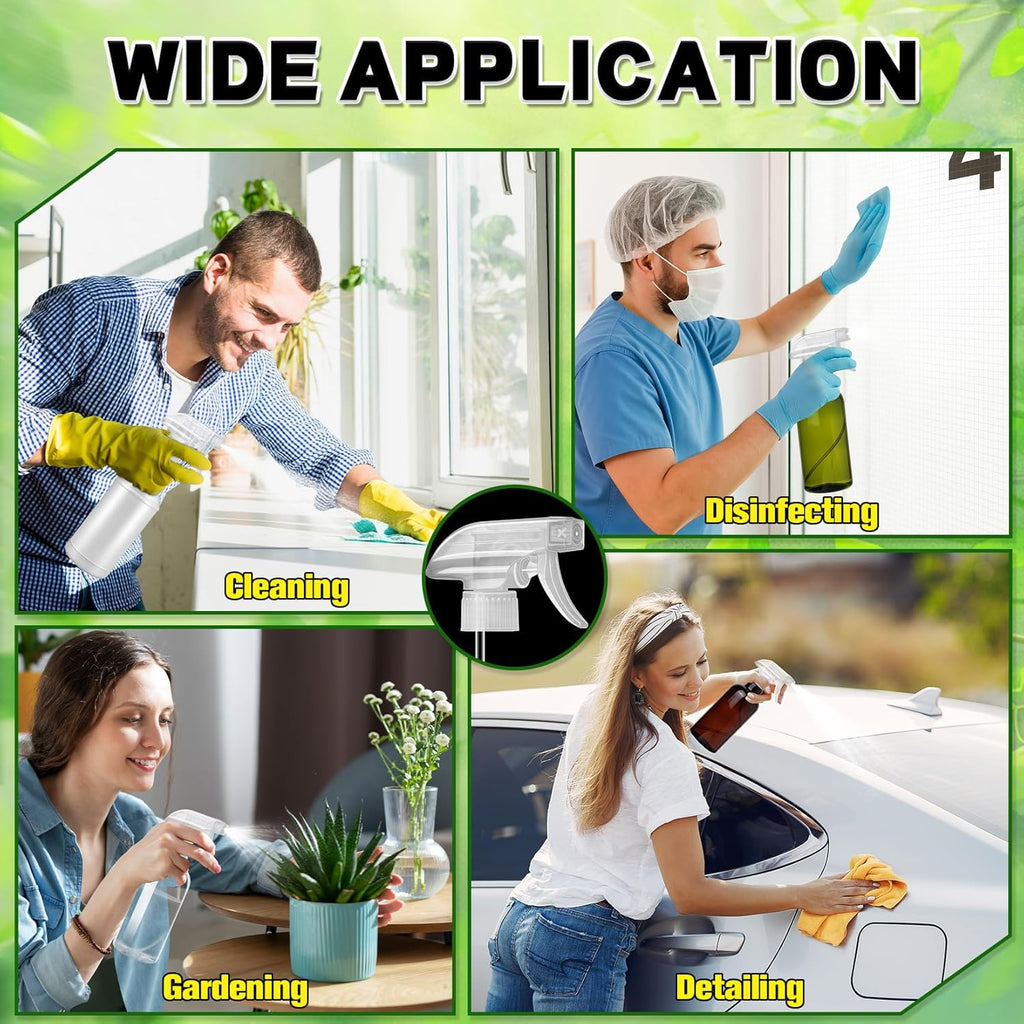 DIYSELF Spray-Bottle-Nozzle-Replacement, Universal Spray Bottle Top for Plastic Glass Bottles, Adjustable Trigger Sprayer, 24 Pcs Spray Nozzle Heads for Cleaning, Commercial Use, Chemical Resistant