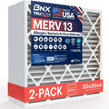 BNX TruFilter 20x20x4 (19.5’’ x 19.5’’ x 3.63‘’ Slim Fit) MERV 13 Air Filter (2-Pack) - MADE IN USA - Air Conditioner HVAC AC Furnace Filters Health, Allergies, Mold, Bacteria, Smoke, MPR 1900 FPR 10