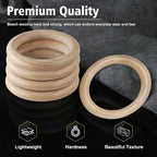 FoDau770 5pcs Natural Beech Wooden Rings, Unfinished Solid Wood Rings Heavy - Image 3