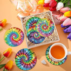 Cumule 8 PCS Tie-Dye Diamond Art Coasters Kits - Image 6