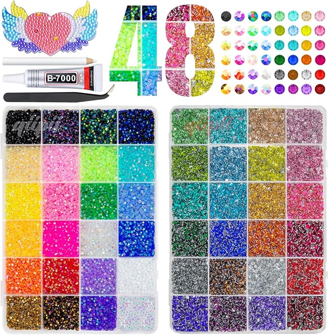 qiipii 48 Color 3mm Jelly AB & Crystal Colorful Resin Rhinestones by qiipii