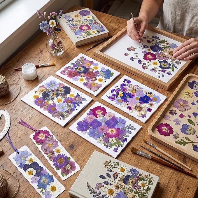 140Pcs Pressed Dried Flowers and Leaves Real Natural Dried Flowers - Image 2