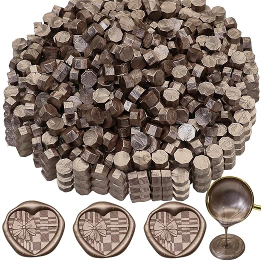 300 Pcs Wax Seal Beads, Champagne Gold Sealing Wax Beads, Refilling Octagon by Unknown