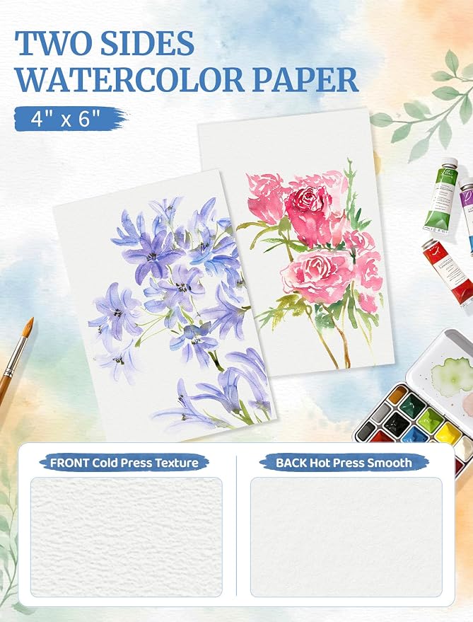 120 Sheets 4x6 Watercolor Paper Bulk, Cold Press Watercolor Paper Cards | 110 - Image 3
