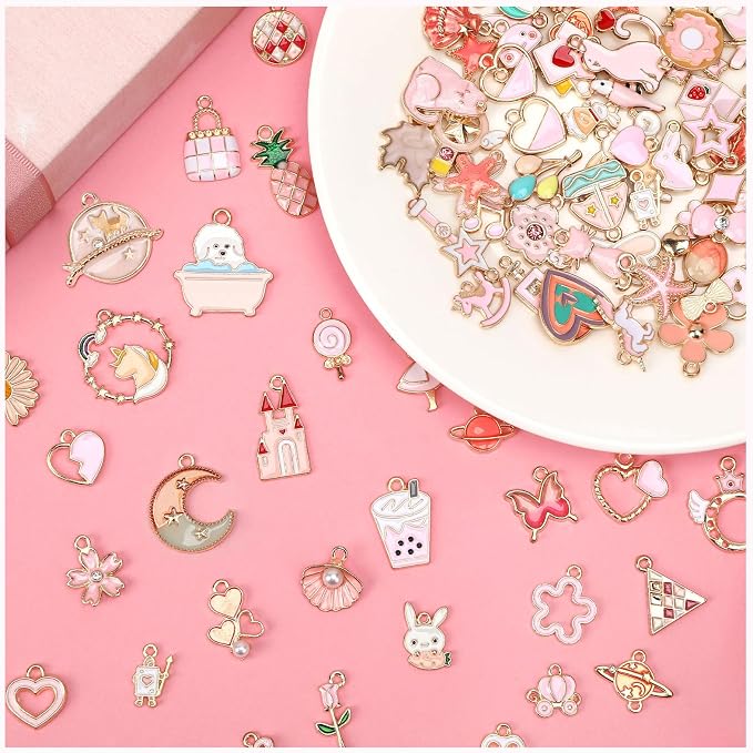 MARFOREVER 120 Pcs Pink Charms - Image 3