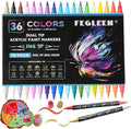 36 Colors Acrylic Paint Markers, 18 Pack Dual-Color Acrylic Paint Pens by Unknown