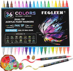 36 Colors Acrylic Paint Markers, 18 Pack Dual-Color Acrylic Paint Pens by Unknown