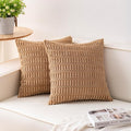 Aegero Pack of 2 Corduroy Decorative Throw Pillow Covers 20x20 InchSoft Striped by Unknown